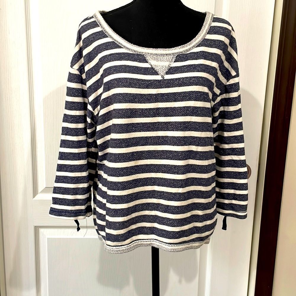 Kut from Kloth size M blue/white striped Terry cloth sweatshirt